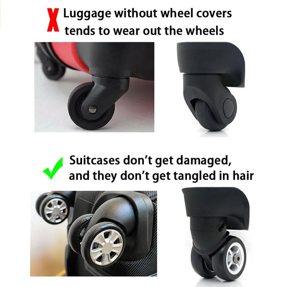 Juego de 8 protectores de ruedas de silicona para maletas de viaje