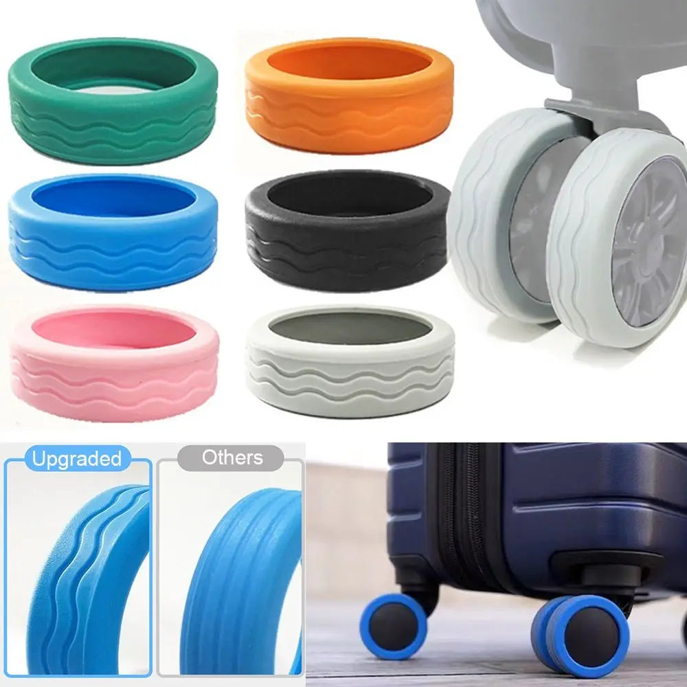 Juego de 8 protectores de ruedas de silicona para maletas de viaje