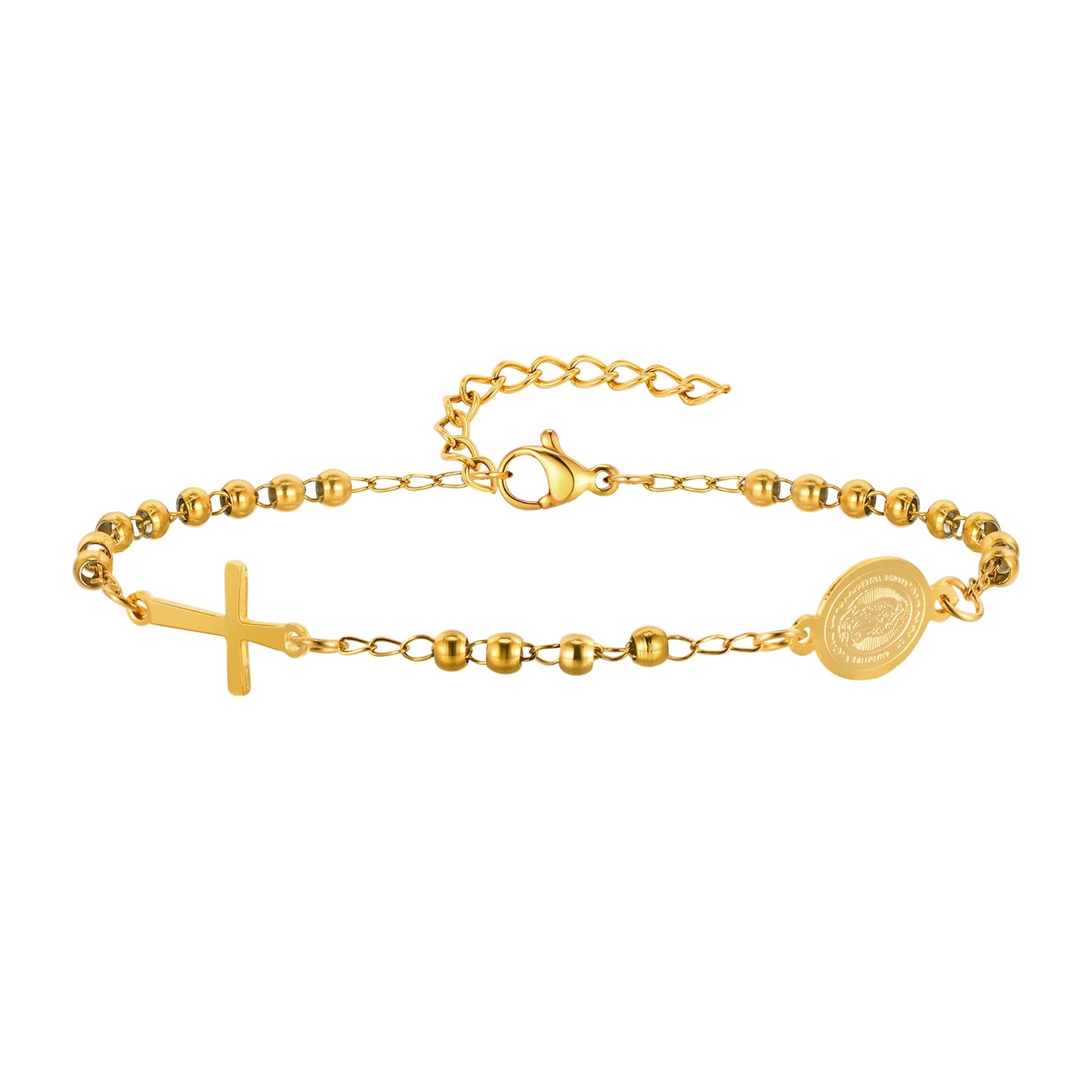 Pulsera con cruz de rosario