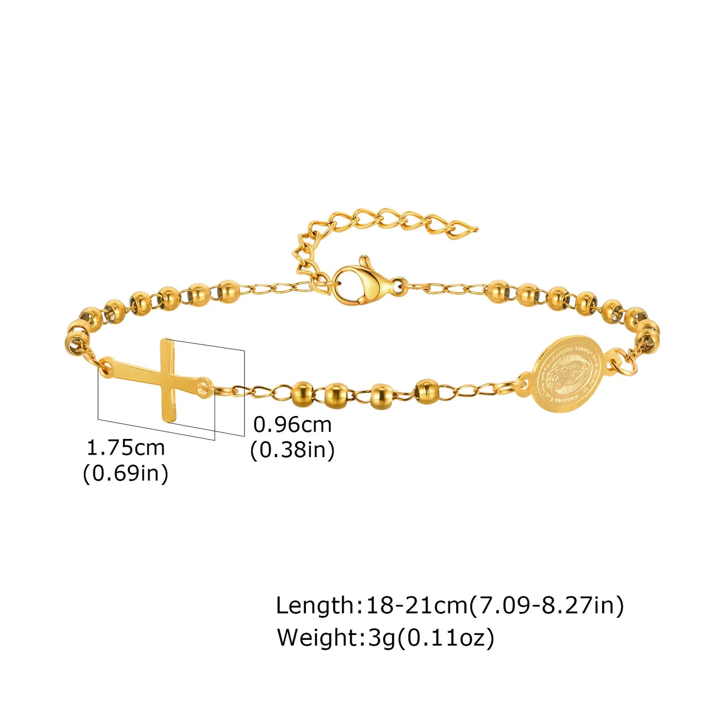 Pulsera con cruz de rosario
