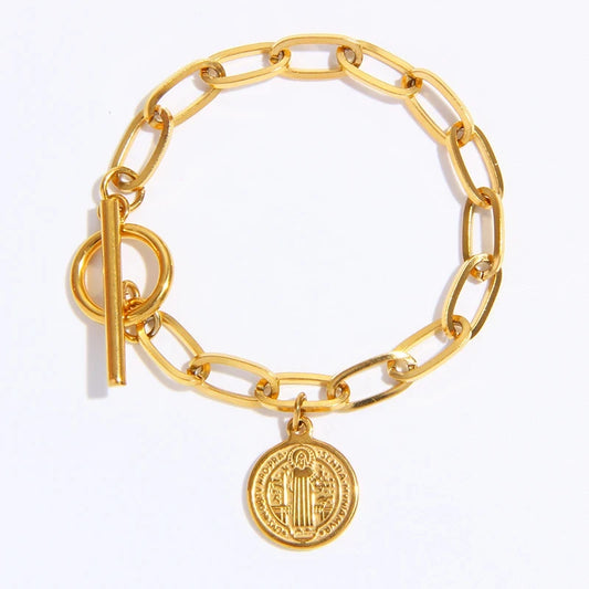 Pulsera con medalla de San Benito
