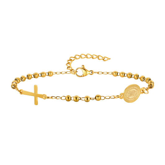 Pulsera con cruz de rosario